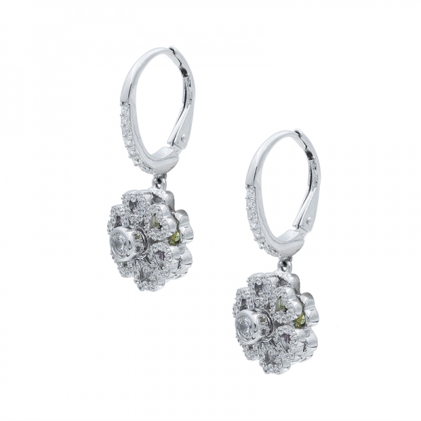925 Sterling Silver Floral Spinning Earrings 