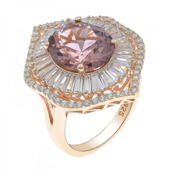 925 Silver Splendour Rose Gold Plated Morganite Nano Ring 