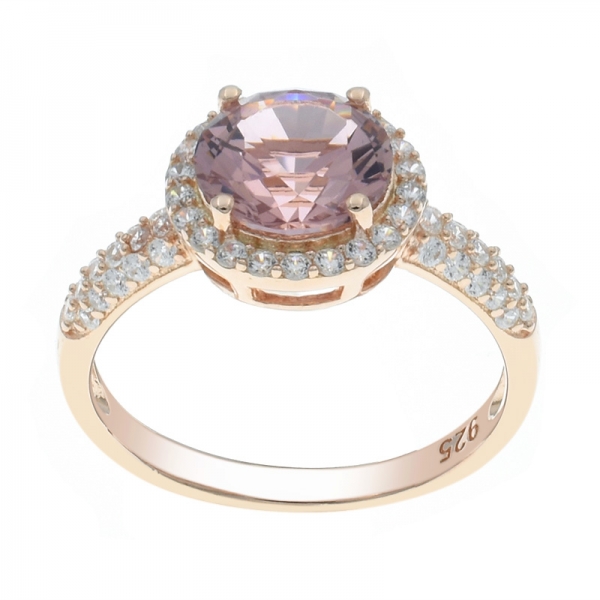 925 Sterling Silver Halo Morganite Nano Ring 