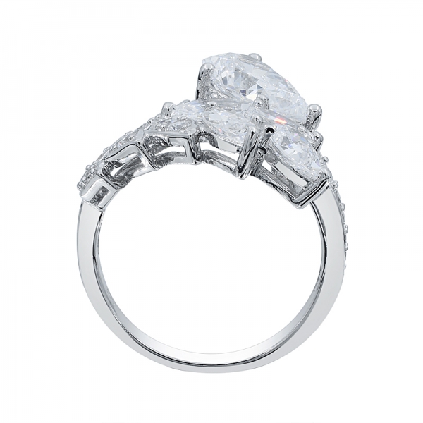 925 Silver White CZ Subtle Elegance Leaf Shape Ring 