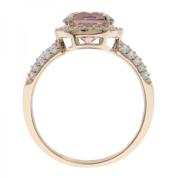 925 Sterling Silver Halo Morganite Nano Ring 