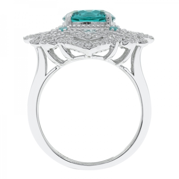 Dramatic Fashion 925 Silver Paraiba Ladies Ring 