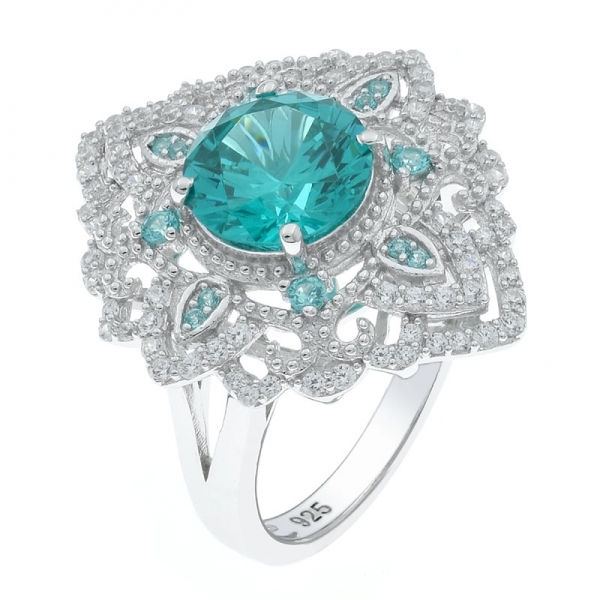 Dramatic Fashion 925 Silver Paraiba Ladies Ring 