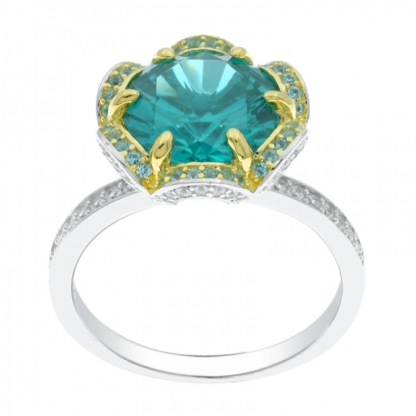 925 Sterling Silver Ornate Floral Paraiba Ring 