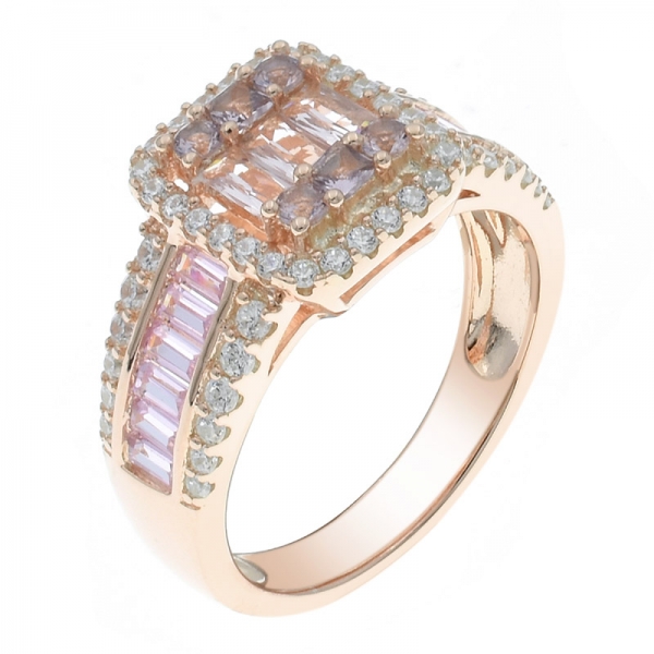 925 Sterling Silver Morganite Nano Channel Setting Ring 