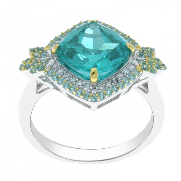 925 Sterling Silver Dramatic Cushion Paraiba Ring 