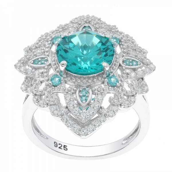 Dramatic Fashion 925 Silver Paraiba Ladies Ring 