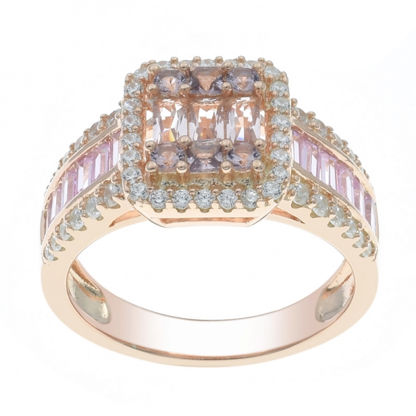 925 Sterling Silver Morganite Nano Channel Setting Ring 