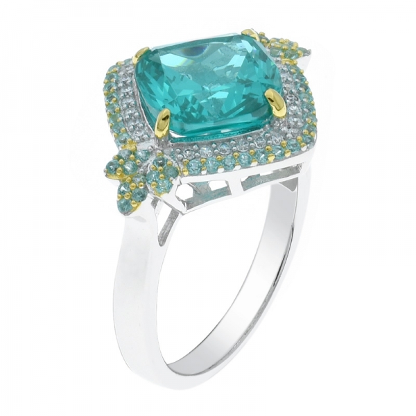 925 Sterling Silver Dramatic Cushion Paraiba Ring 