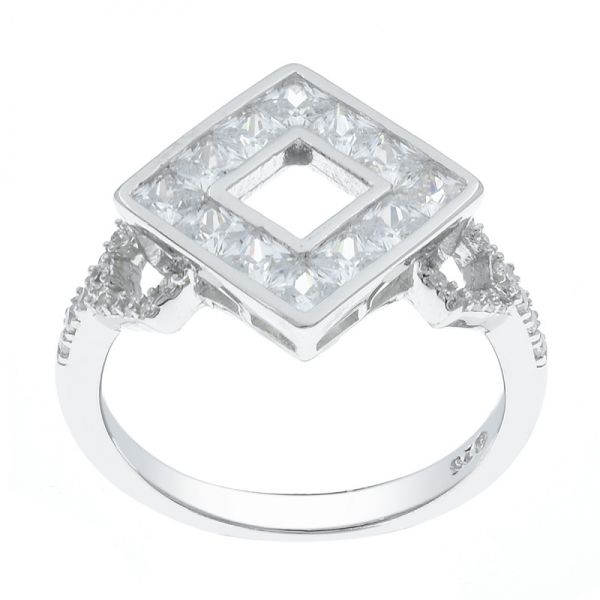 Fashionable 925 Silver Square Shape Ring 