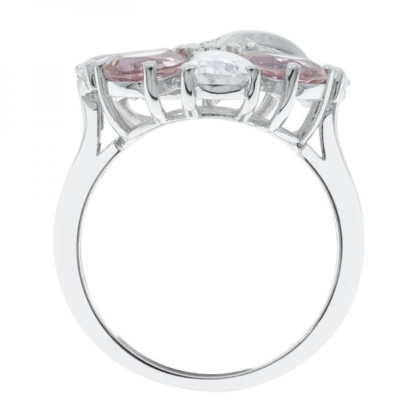 925 Silver Floral White CZ & Morganite Nano Ring 