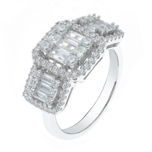 925 Sterling Silver Vintage Channel Setting White CZ Ring 