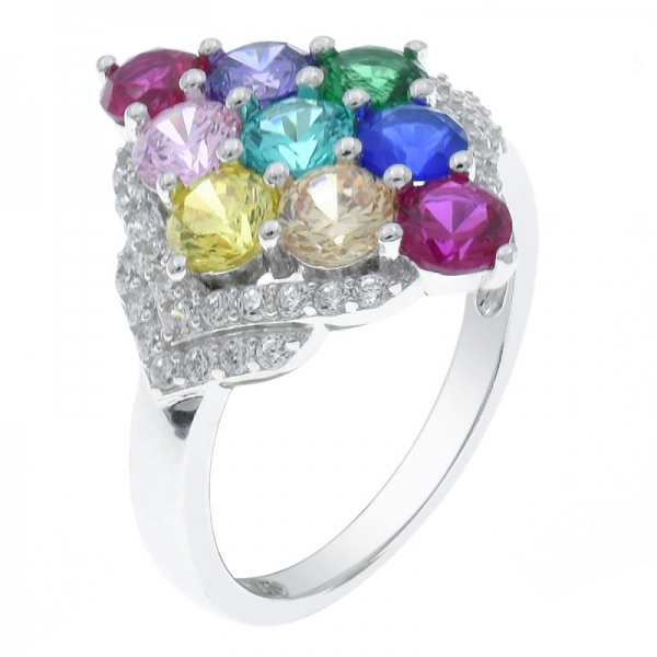 Sweet Fashion 925 Sterling Silver Laides Rainbow Ring 
