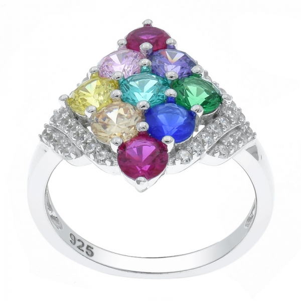 Sweet Fashion 925 Sterling Silver Laides Rainbow Ring 