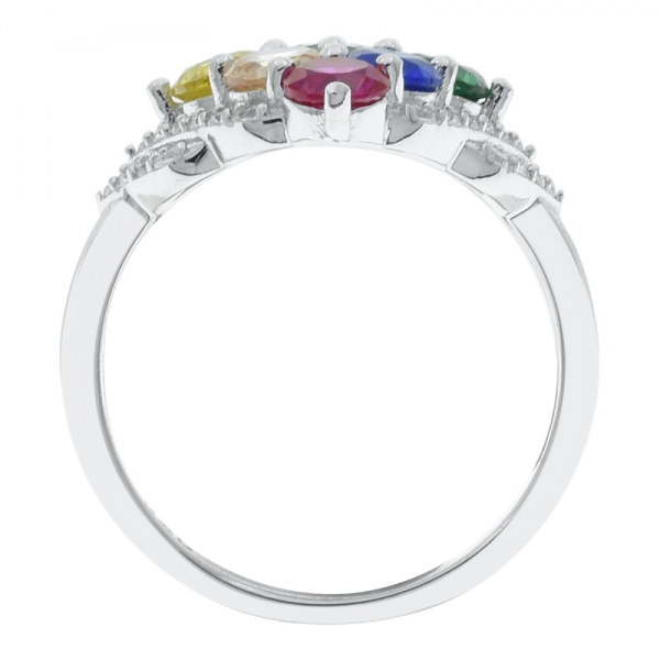 Sweet Fashion 925 Sterling Silver Laides Rainbow Ring 