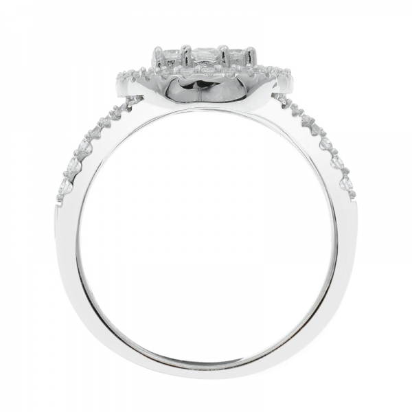 925 Sterling Silver Halo Ring With Shining White CZ 