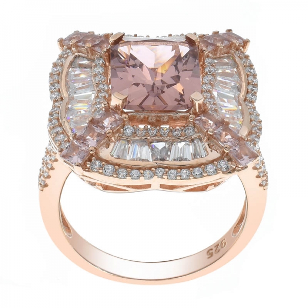 Graceful Style 925 Silver Morganite Nano Ring For Women 