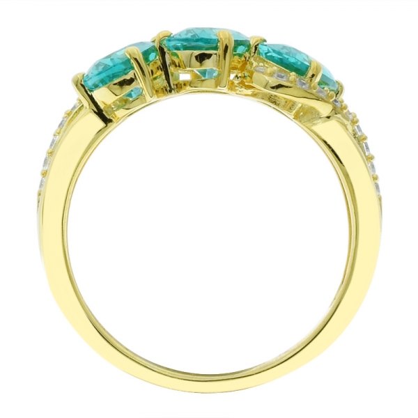 Fancy 925 Silver three Stones Paraiba Ring For Ladies 