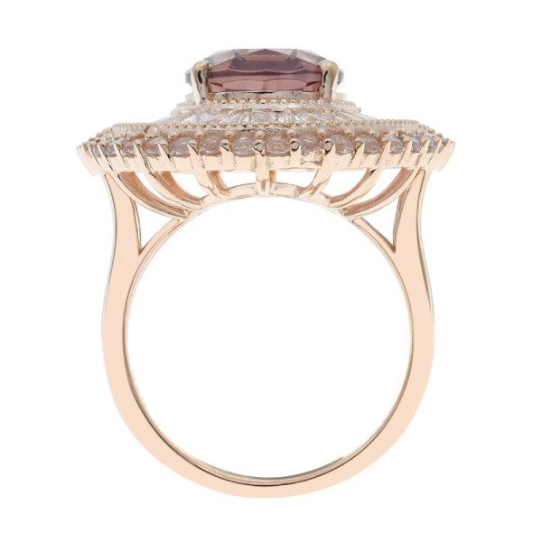 Beautiful 925 Sterling Silver Round Shape Ring With Morganite Nano 