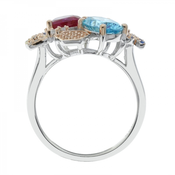 Springtime 925 Sterling Silver Multicolor Ladies Ring 