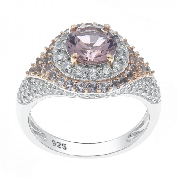 925 Silver Two Tone Plated Morganite Nano Women Ring 