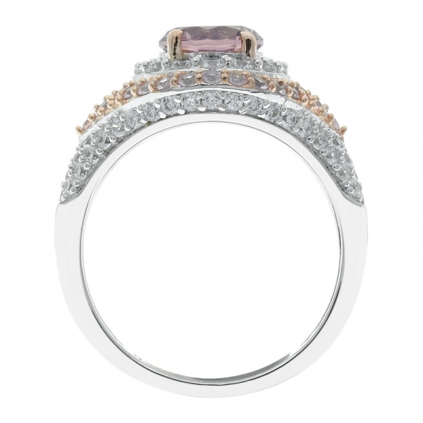 925 Silver Two Tone Plated Morganite Nano Women Ring 