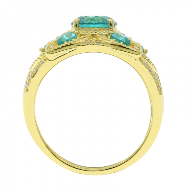 925 Silver Modern Elegance Gold Plated Paraiba Ring 