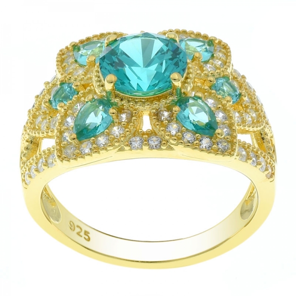 925 Silver Modern Elegance Gold Plated Paraiba Ring 