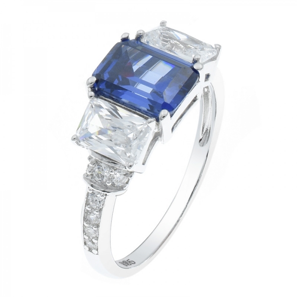 925 Silver Shining Three Main Stones Ring For Ladies 