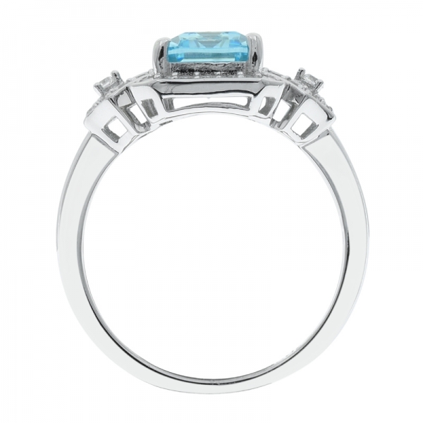 925 Sterling Silver Shinning Aqua CZ Ring 