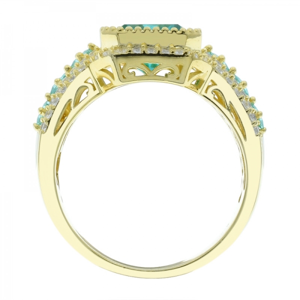 Striking Women 925 Silver Emerald Cut Paraiba Ring 