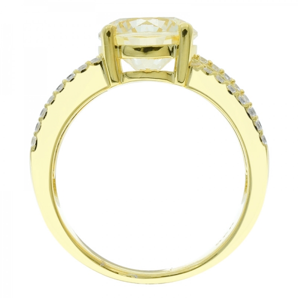 Fabulous 925 Silver Gold Plated Diamond Yellow CZ Ring 