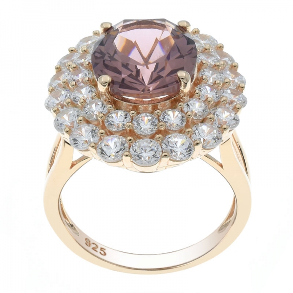 Wonderful Ladies 925 Silver Double Halo Morganite Nano Ring 