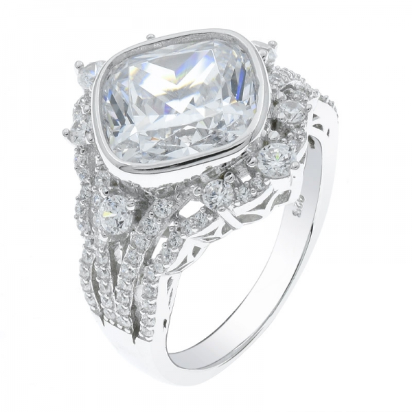 Lavish Women 925 Cushion Shape White CZ Ring 