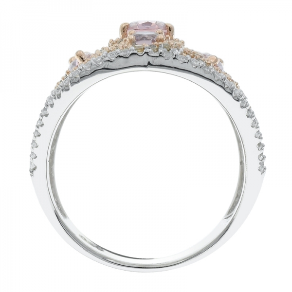 925 Silver Rose Gold Plated Filigree Morganite Nano Ring 