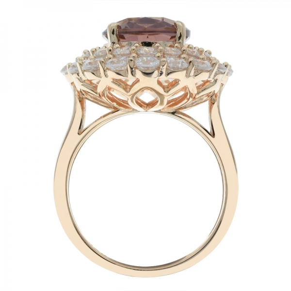 Wonderful Ladies 925 Silver Double Halo Morganite Nano Ring 