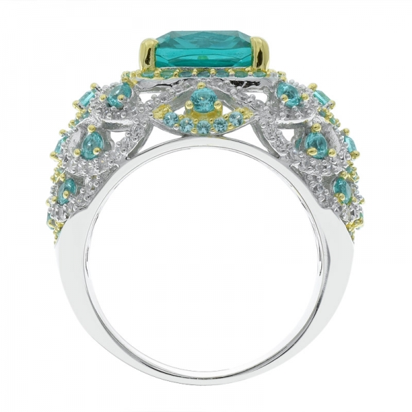 925 Sterling Silver Charming Paraiba Filigree Ring 