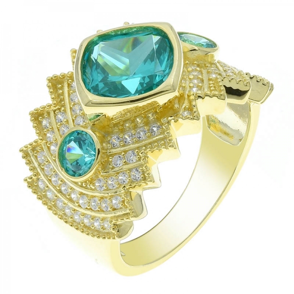 Stylish Fashion 925 Silver Cushion Shape Paraiba Ring 