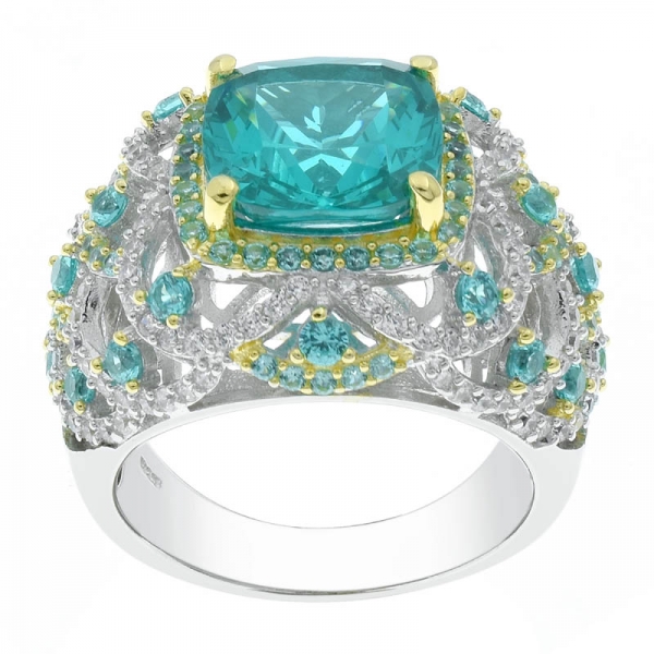 925 Sterling Silver Charming Paraiba Filigree Ring 