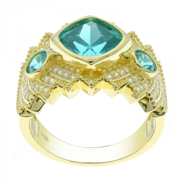 Stylish Fashion 925 Silver Cushion Shape Paraiba Ring 