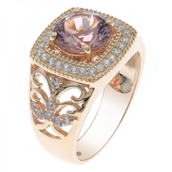 925 Silver Morganite Nano Ring With Filigree Band 