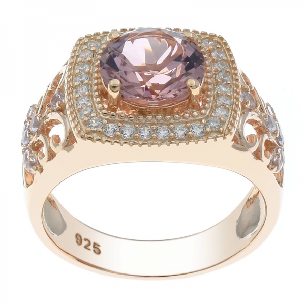 925 Silver Morganite Nano Ring With Filigree Band 