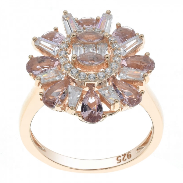 Wholesale 925 Sterling Silver Flower Morganite Nano Ring 