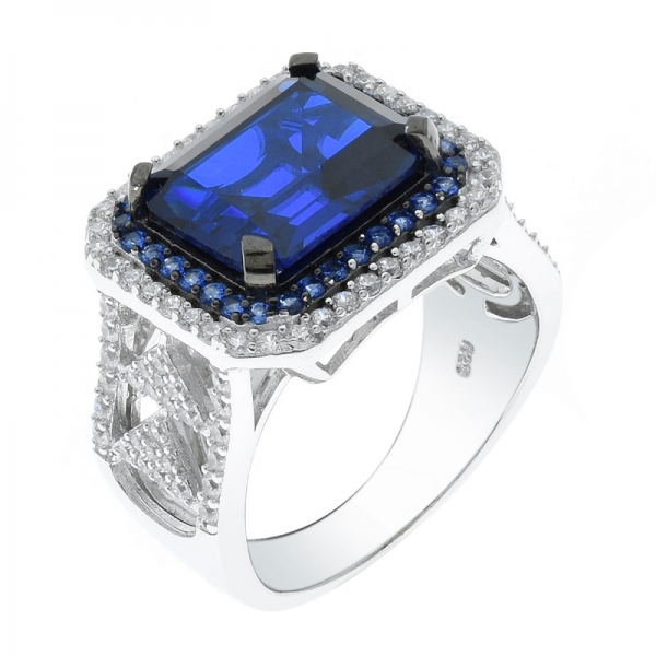 Wholesale 925 Silver Blue Nano Ring For Ladies 