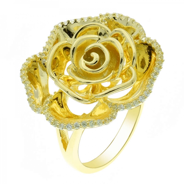 Eton 925 Sterling Silver Gold Plated Rose Ring 