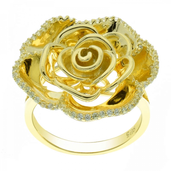Eton 925 Sterling Silver Gold Plated Rose Ring 