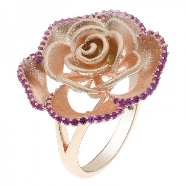 Eton 925 Sterling Silver Gold Plated Rose Ring 