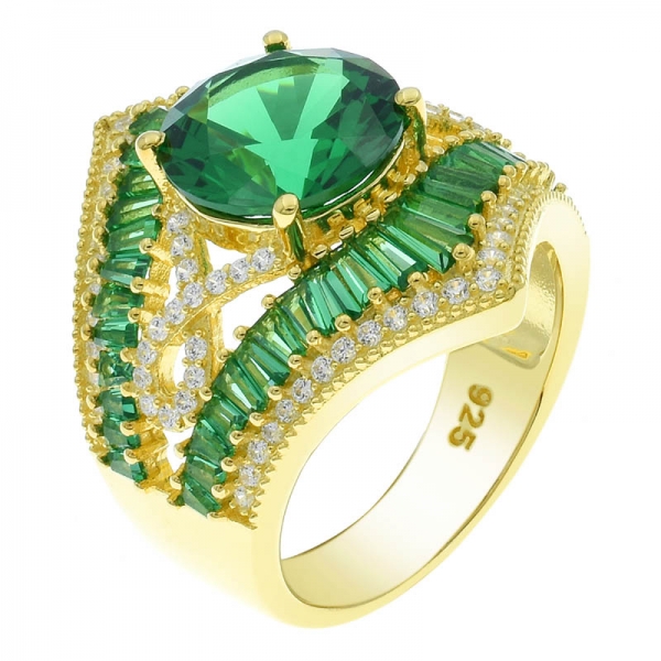 Wholesale 925 Sterling Silver Green Nano Jewelry Ring 