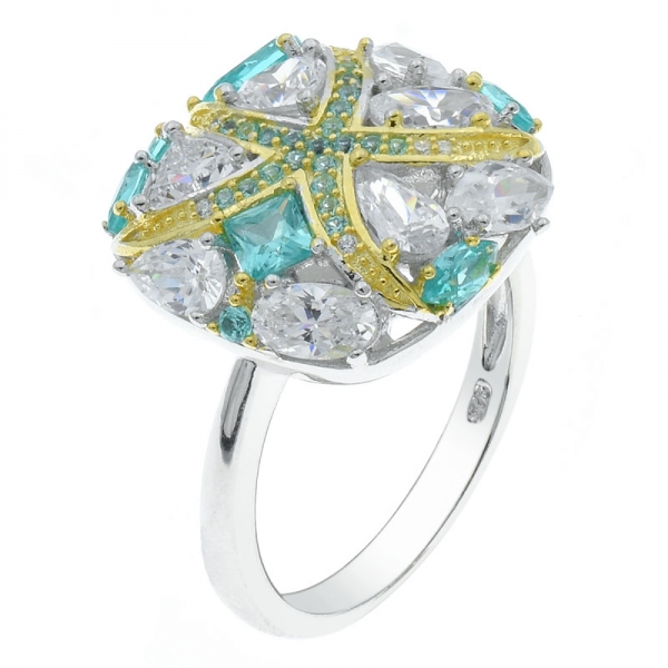 China 925 Silver Multicolor Stones Ring For Ladies 