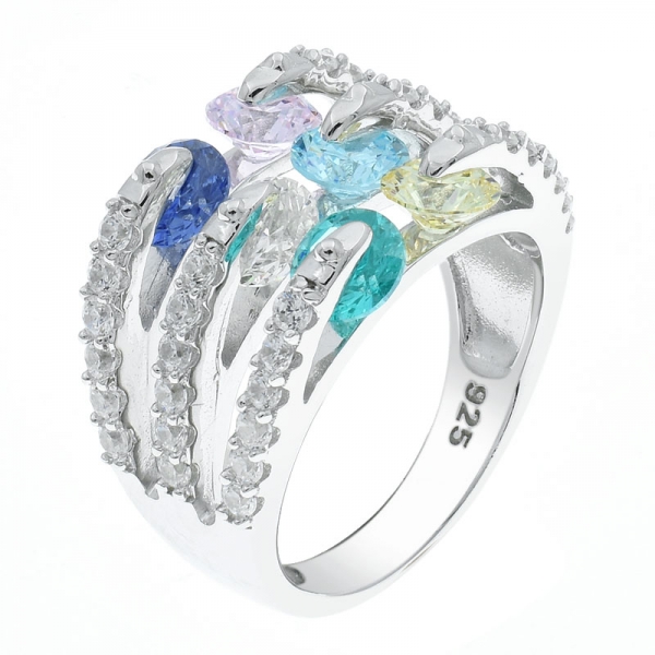 China 925 Silver Multicolor Stones Jewelry Ring 